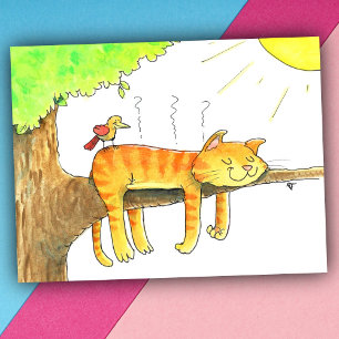 Katze schläft in der Sonne  Postkarte