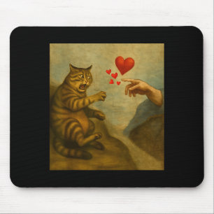 Katze schlägt Gottes Hand Hearts Faith Design Mousepad