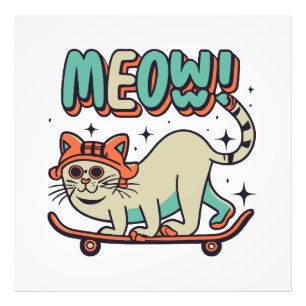 Katze Schlittschuh Meow Fotodruck