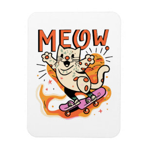 Katze Schlittschuh Meow Magnet