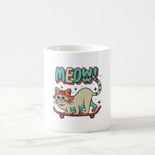 Katze Schlittschuhfahren Meow Kaffeetasse
