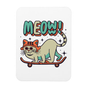 Katze Schlittschuhfahren Miauen Magnet