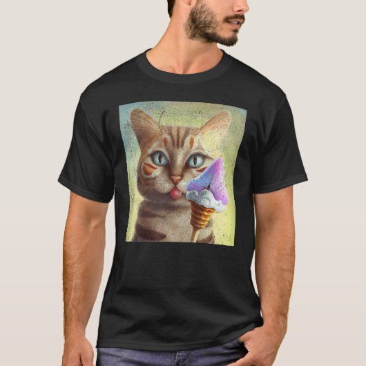 Katze Schmetterling Eiscreme T-Shirt (Vorderseite)