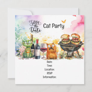 Katze Schnurrend Verrückte Katzenparty Einladung