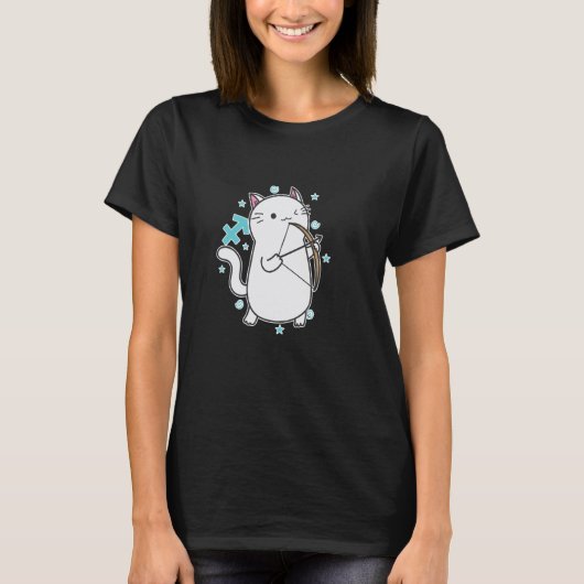 Katze Schütze Sternzeichen T-Shirt (Vorderseite)
