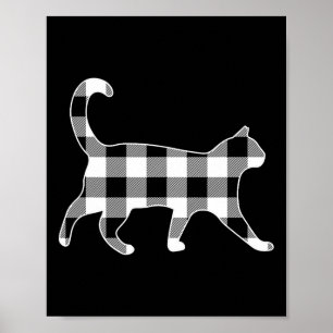 Katze Schwarz Weiß Buffalo Kariert Frohe Weihnacht Poster