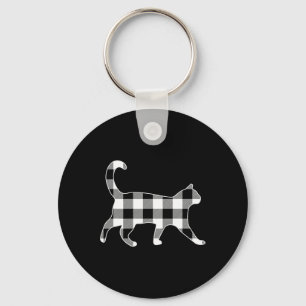 Katze Schwarz-Weiß-Buffalo-Karo Merry Weihnachten  Schlüsselanhänger