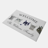 Katze Schwarze Haustiere Tiere Aquarell Kitten Fußmatte (Schrägansicht)