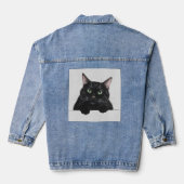 Katze schwarze Katze Denim Jacket Trendy Niedlich Jeansjacke (Rückseite)
