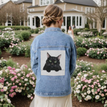 Katze schwarze Katze Denim Jacket Trendy Niedlich