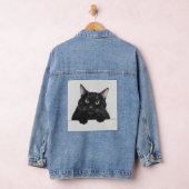 Katze schwarze Katze Denim Jacket Trendy Niedlich Jeansjacke (Hangar)