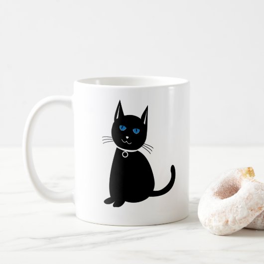 Katze Schwarze Katze Kaffeetasse (Mit Donut)