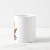 Katze schwebt im Weltraum und liest Buch Kosmische Kaffeetasse (Mittel)