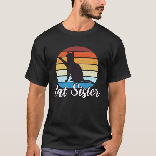 Katze Schwester Retro Vintage T-Shirt (Vorderseite)