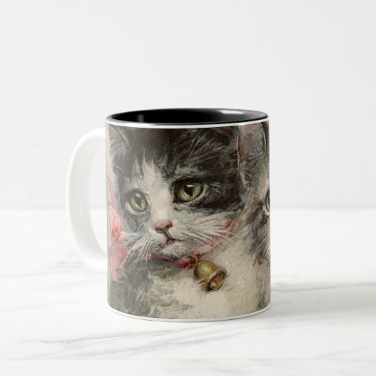 Katze Schwester Vintag Malerei Tasse (Vorderseite Links)