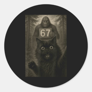 Katze Selfie 67 Meme Sechs Sieben Lustig Bigfoot Runder Aufkleber