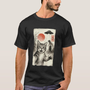 Katze Selfie Alien UFO Lustige Invasion Meme Sumi- T-Shirt