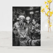 Katze Selfie Bigfoot Alien Weihnachtskarte Karte (Gelbe Blume)