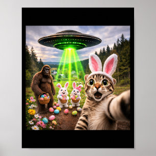 Katze Selfie Bigfoot Hase UFO Ostern Humor Poster