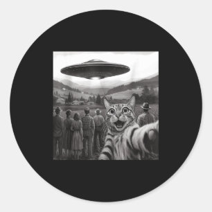 Katze Selfie Leute beobachten einen Alien Lustige  Runder Aufkleber
