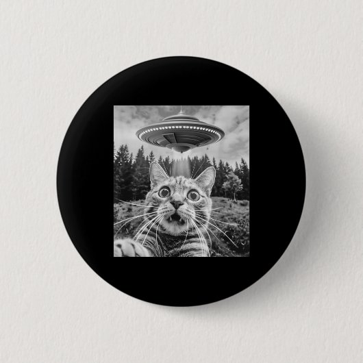 Katze Selfie mit Alien Ufo Funny Cat Frauen Button (Vorderseite)