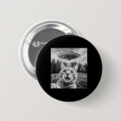 Katze Selfie mit Alien Ufo Funny Cat Frauen Button (Vorne & Hinten)