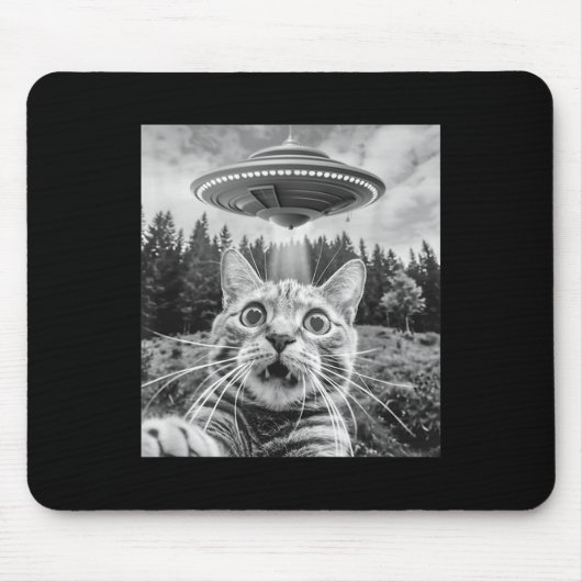 Katze Selfie mit Alien Ufo Funny Cat Frauen Mousepad (Vorne)