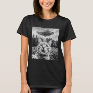 Katze Selfie mit Alien Ufo Funny Cat Frauen T-Shirt