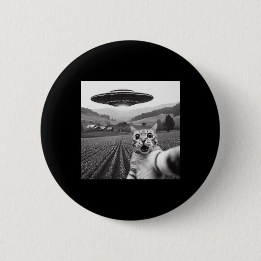 Katze Selfie mit Alien Ufo Funny Cat Geschenke für Button (Vorderseite)