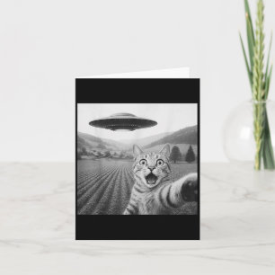 Katze Selfie mit Alien Ufo Funny Cat Geschenke für Karte