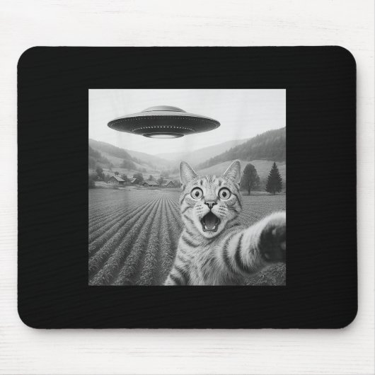Katze Selfie mit Alien Ufo Funny Cat Geschenke für Mousepad (Vorne)