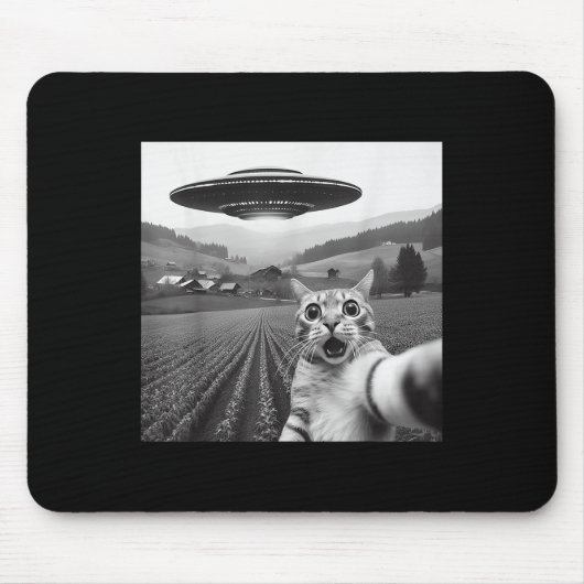Katze Selfie mit Alien Ufo Funny Cat Geschenke für Mousepad (Vorne)