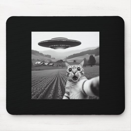 Katze Selfie mit Alien Ufo Funny Cat Geschenke für Mousepad (Vorne)
