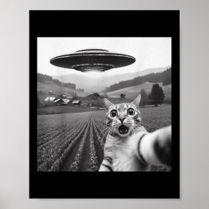 Katze Selfie mit Alien Ufo Funny Cat Geschenke für Poster