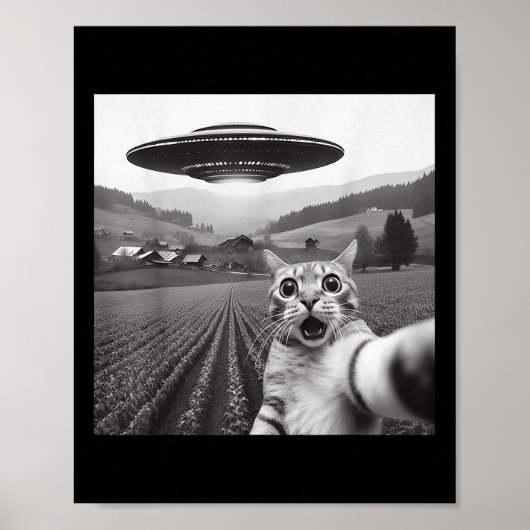 Katze Selfie mit Alien Ufo Funny Cat Geschenke für Poster (Vorne)