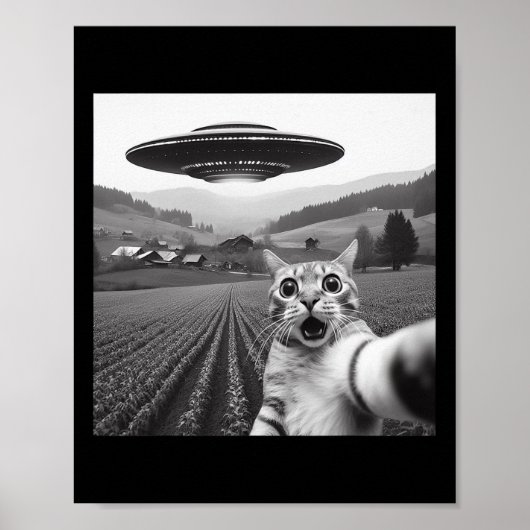 Katze Selfie mit Alien Ufo Funny Cat Geschenke für Poster (Vorne)