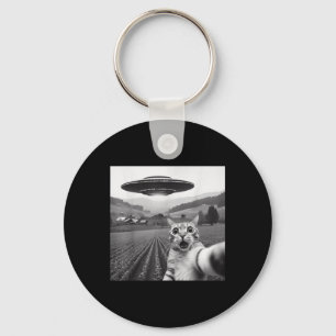 Katze Selfie mit Alien Ufo Funny Cat Geschenke für Schlüsselanhänger