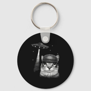 Katze Selfie mit Alien Ufo Funny Cat Geschenke für Schlüsselanhänger