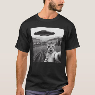 Katze Selfie mit Alien UFO Funny Cat Geschenke für T-Shirt