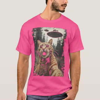 Katze Selfie mit Alien Ufo Funny Cat Geschenke für T-Shirt
