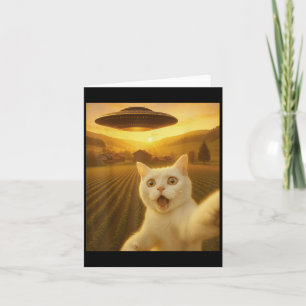 Katze Selfie mit Alien Ufo Funny Cats Geschenke fü Karte