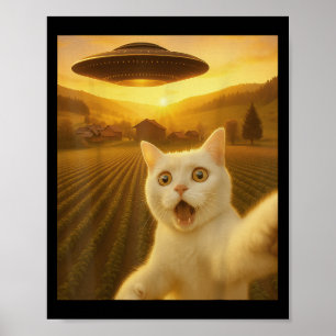 Katze Selfie mit Alien Ufo Funny Cats Geschenke fü Poster
