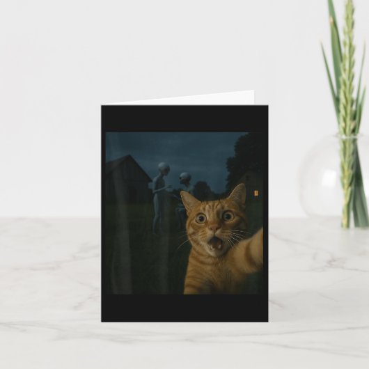 Katze Selfie mit Außerirdischen Funny Cat Geschenk Karte (Vorderseite)