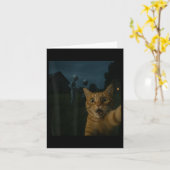 Katze Selfie mit Außerirdischen Funny Cat Geschenk Karte (Gelbe Blume)