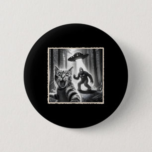 Katze Selfie mit Bigfoot & Ufo _ Funny Sasquat Button