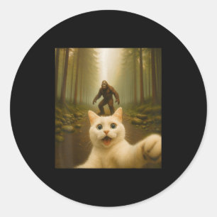 Katze Selfie mit Bigfoot Funny Cats Geschenke für  Runder Aufkleber
