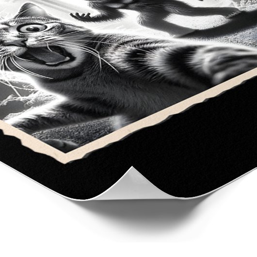 Katze Selfie mit Bigfoot und Ufo Funny Sasquatch C Poster (Ecke)