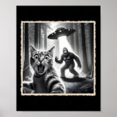 Katze Selfie mit Bigfoot und Ufo Funny Sasquatch C Poster (Vorne)