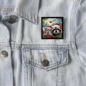 Katze Selfie mit Sleigh-Raccoon-Weihnachten Button (Beispiel)