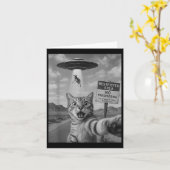 Katze Selfie mit Ufo Alien Entführung Funny Cow Hu Karte (Gelbe Blume)